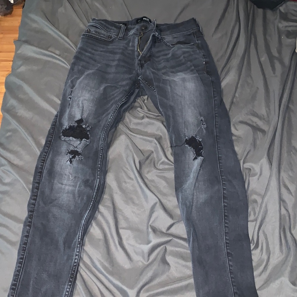 🔥Hollister black super skinny ripped jeans🔥👖